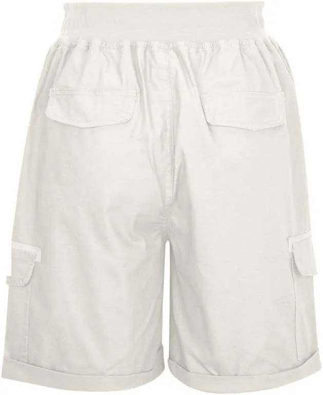 Womens Baggy Cargo Shorts Summer Casual Stretch Jeans Drawstring Beach Loost Fit Chino Shorts with Pockets