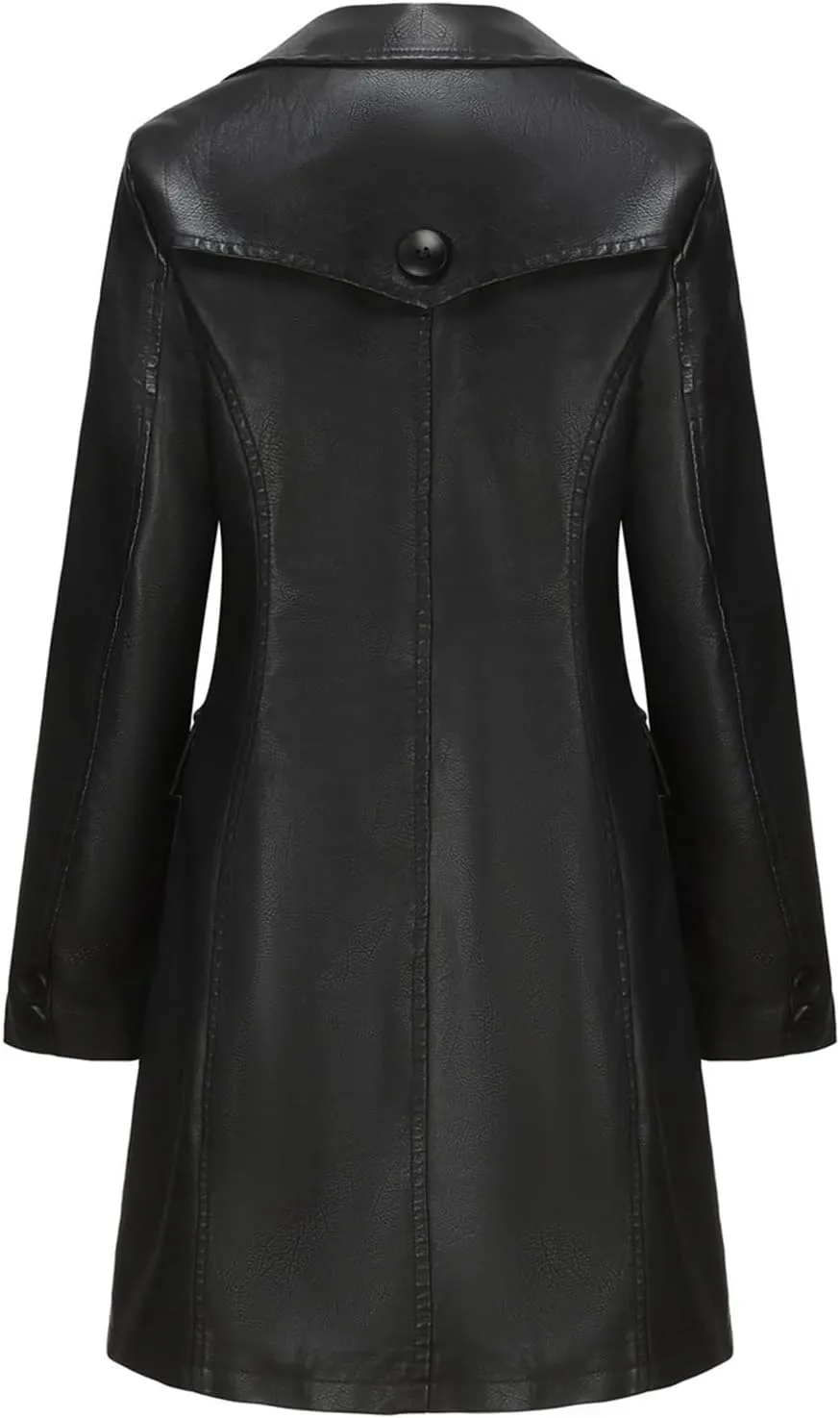 Women's Blazer Button Lapel Long Sleeve Pocket Leather Mid-Length Dressy Casual Business Comfy Stylish Work Suit