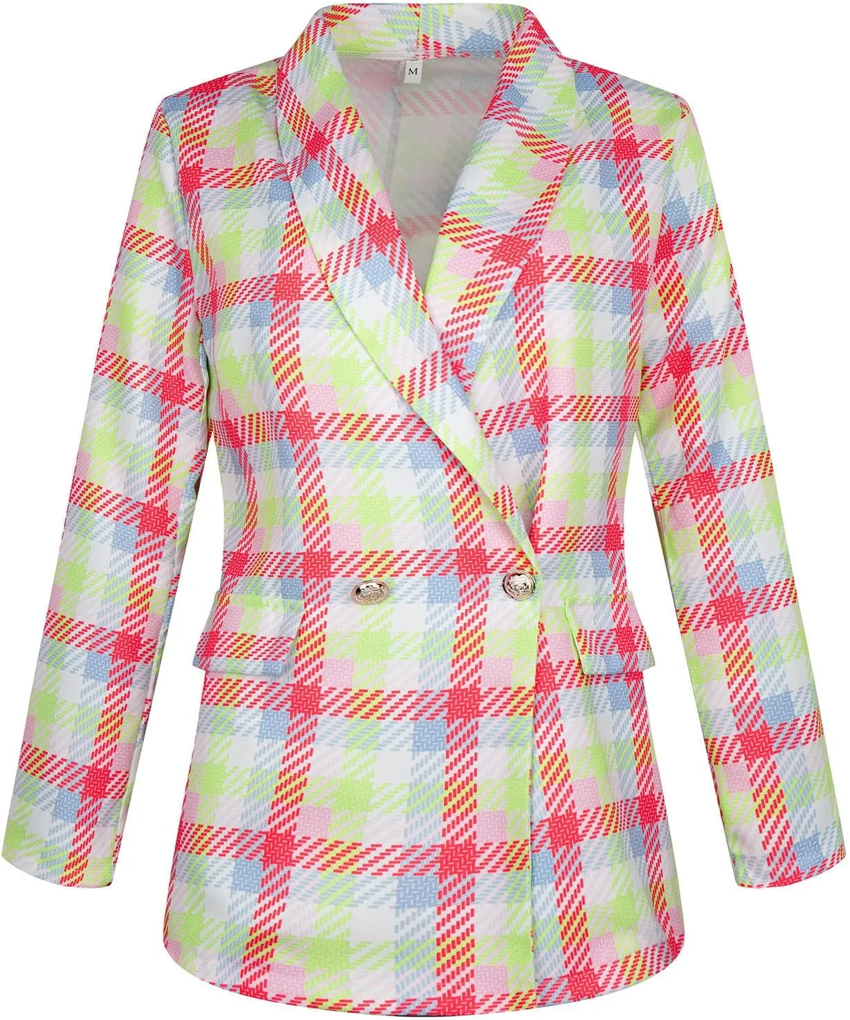 Womens Blazer Suit Open Front Cardigan Plaid Printed Coats Jackets Casual Work Office Blazer Smart Formal Jacket Top