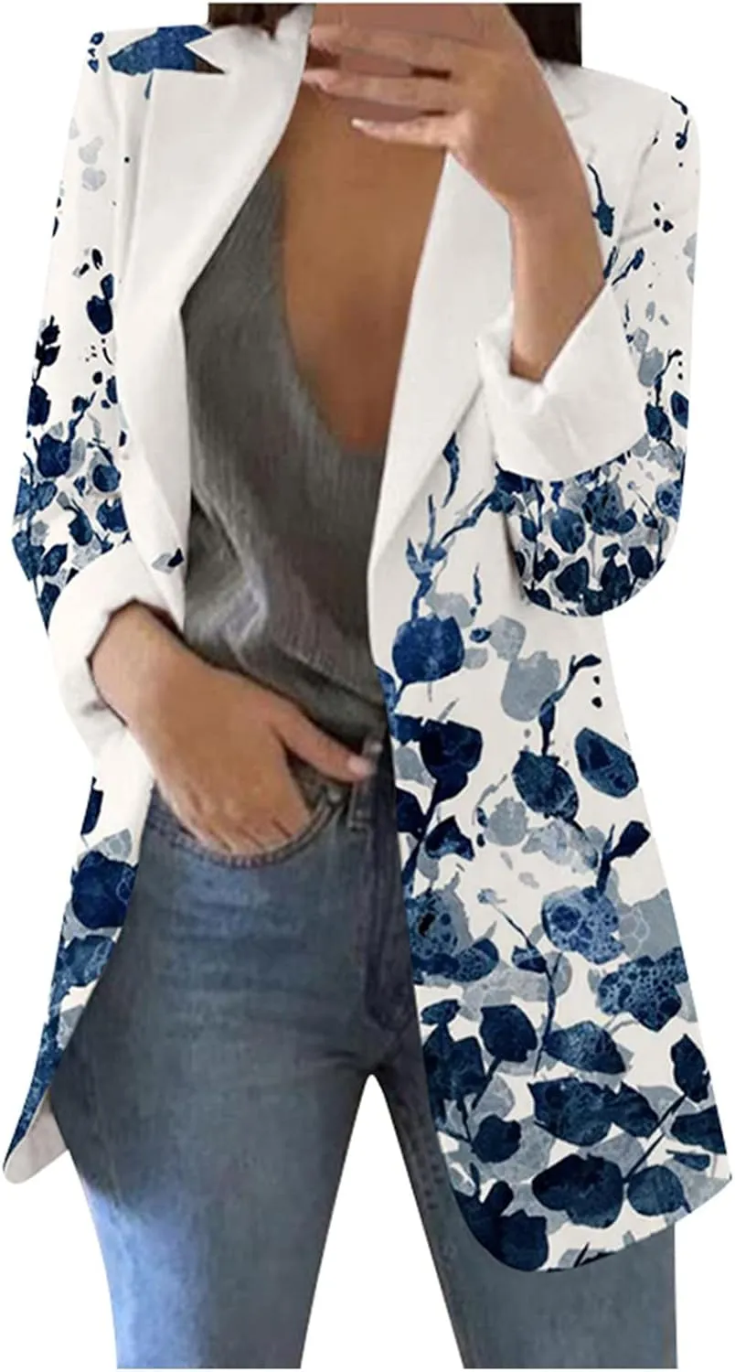 Women's Blazers & Suit Jackets Casual Printed Suit Long Sleeve Loose Comfortable Cardigan Coat Casual Blazer