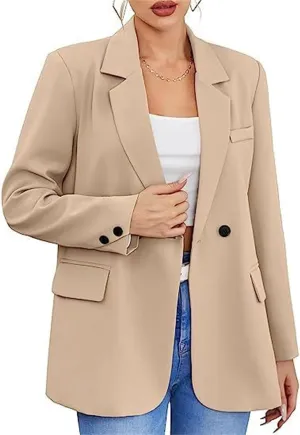 Womens Blazers Dressy Casual Business Jacket Open Front Notch Collar Blazer Long Sleeve Work Office Suit Jacket