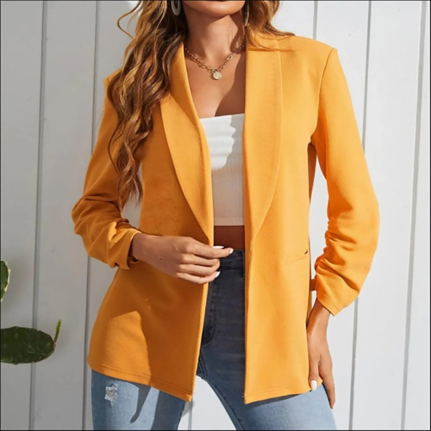 Womens Blazers for Work Casual Work Office Blazer Lightweight Business Suit Jacket Long Sleeve Open Front Cardigan