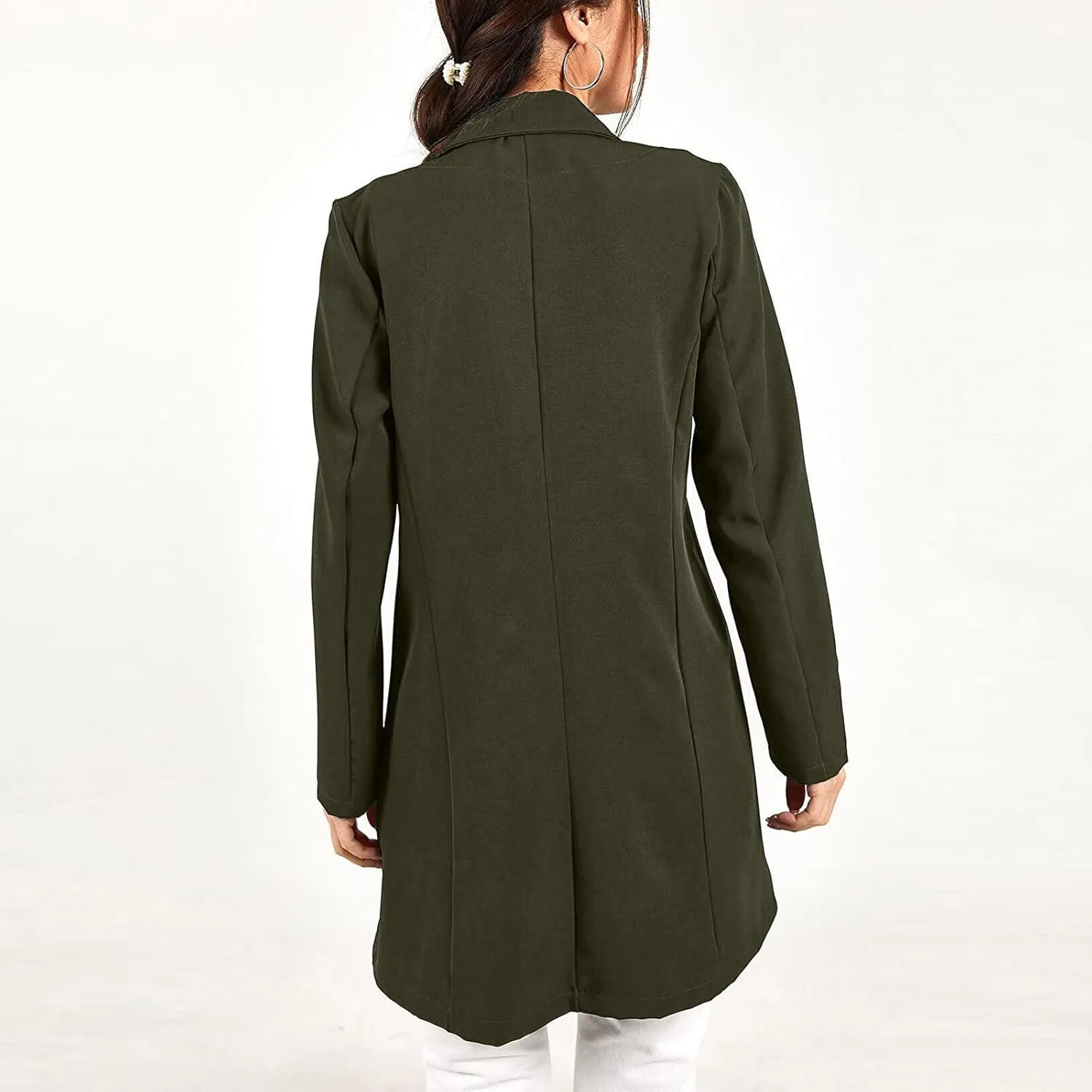 Women's Blazers Trench Coat Double Breasted Blazer Jackets Coat Fall Solid Long Sleeve Outerwear Coat
