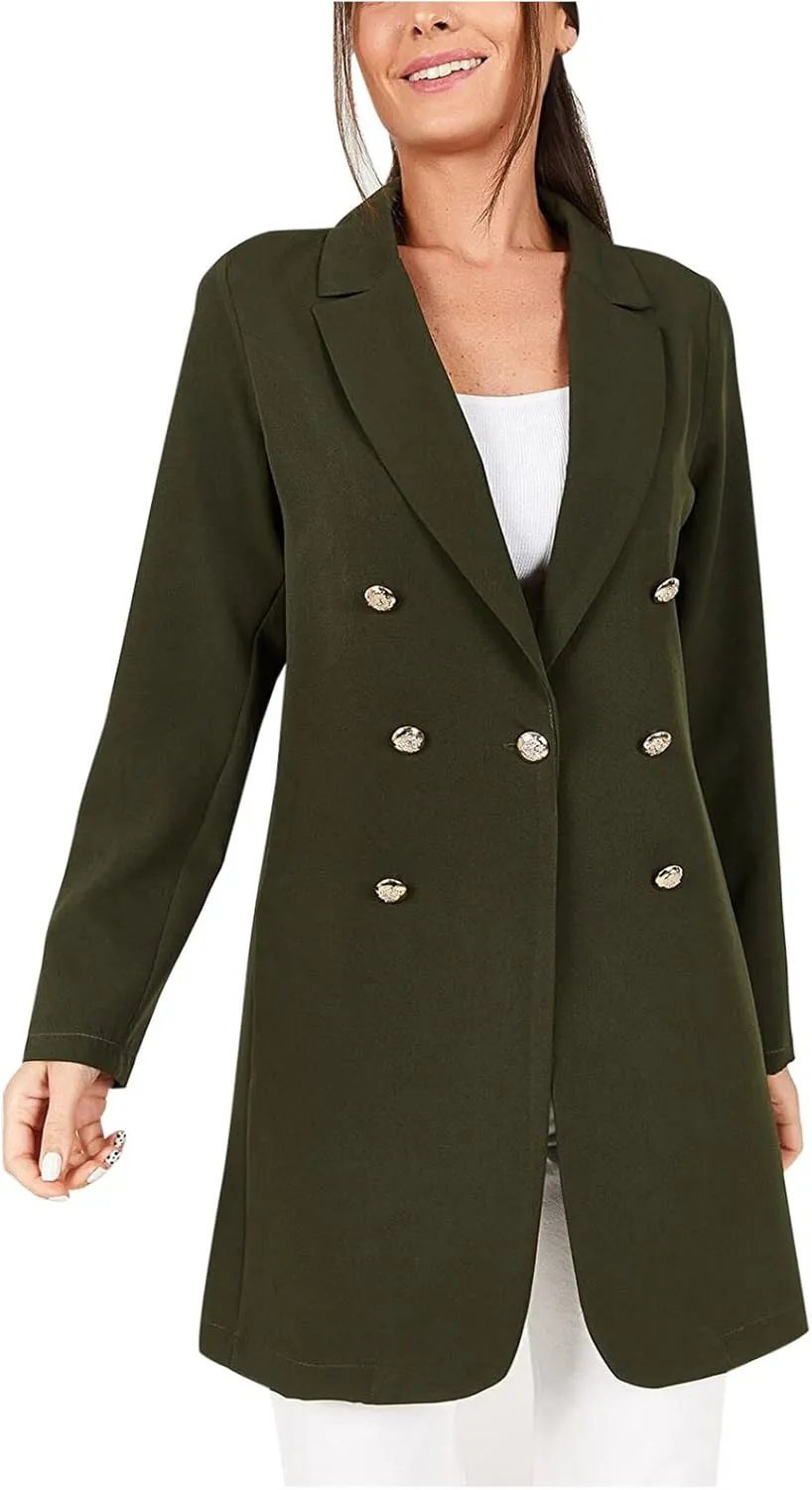 Women's Blazers Trench Coat Double Breasted Blazer Jackets Coat Fall Solid Long Sleeve Outerwear Coat