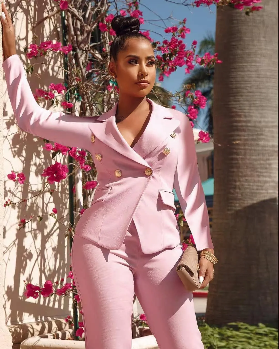 Women's Business Blazer Suit Long Sleeves Two Piece Solid Work Pant Suit Business Office Lady Suits Sets