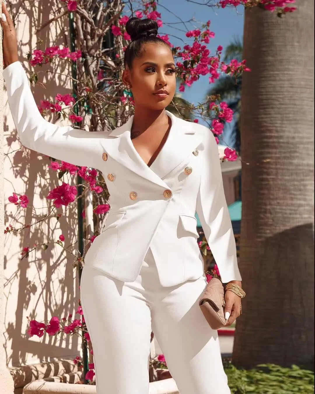 Women's Business Blazer Suit Long Sleeves Two Piece Solid Work Pant Suit Business Office Lady Suits Sets