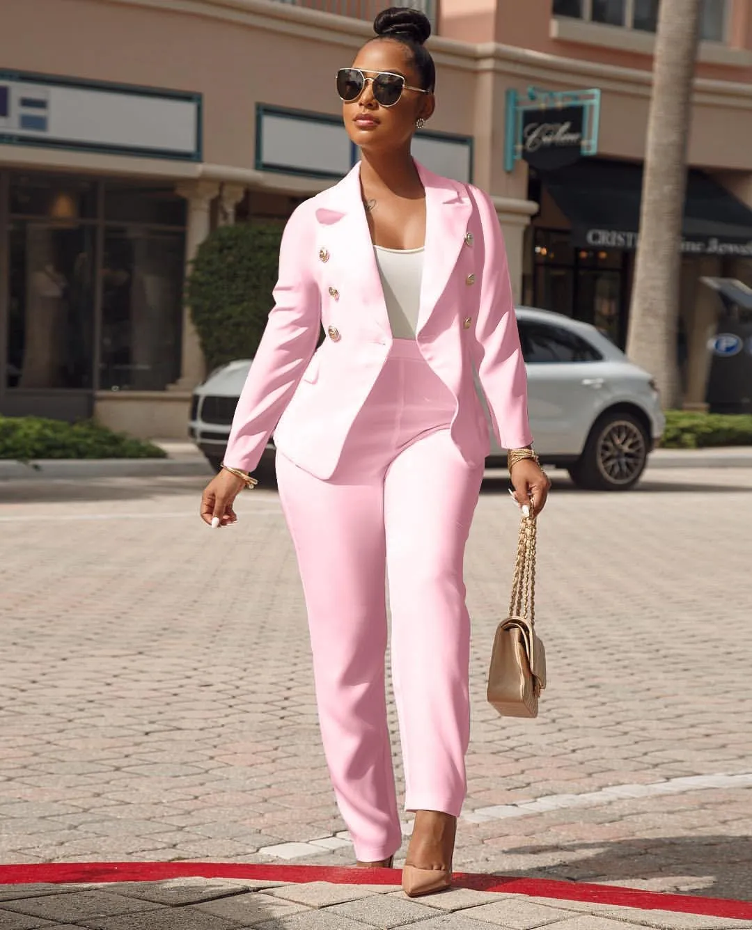 Women's Business Blazer Suit Long Sleeves Two Piece Solid Work Pant Suit Business Office Lady Suits Sets