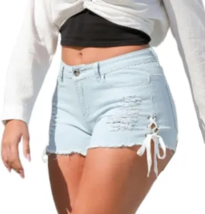 Womens Butt Lifting Jeans Shorts Summer Casual Button High Waisted Stretchy Denim Shorts Comfy Trendy Shorts with Pockets Z9Sky Blue, L