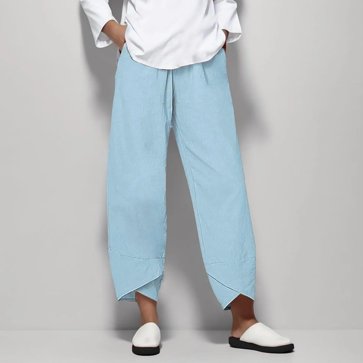 Women's Capri Pants Elastic Pants for Women Fashion Casual Fashion Shorts Drawstring Elastic Waist Lounge Pant Yoga