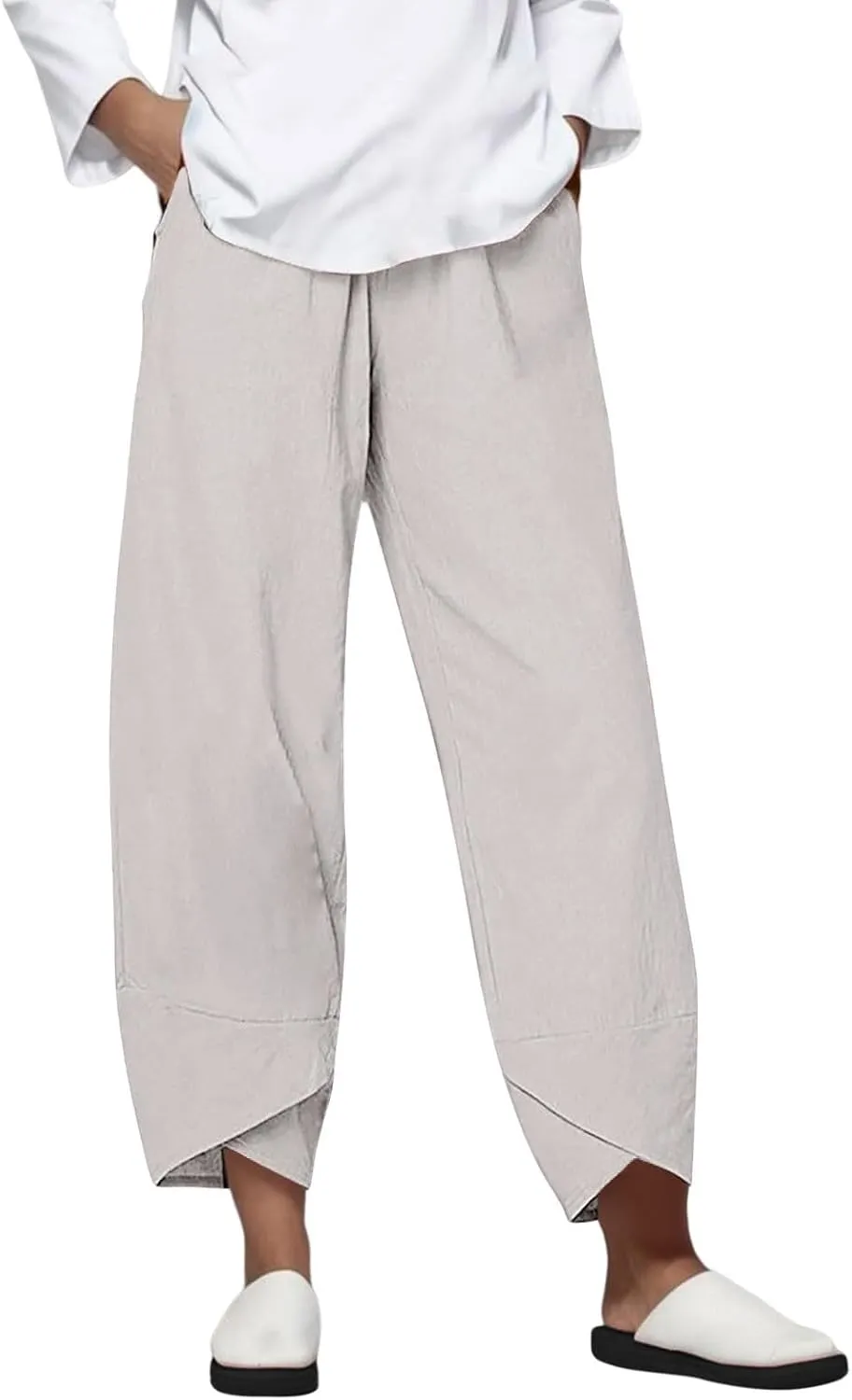 Women's Capri Pants Elastic Pants for Women Fashion Casual Fashion Shorts Drawstring Elastic Waist Lounge Pant Yoga