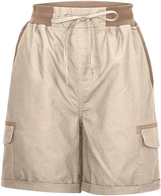 Women's Cargo Shorts 2025 Casual Summer High Waisted Hiking Shorts with Pockets Pull On Comfy Outdoor Outfits Trendy