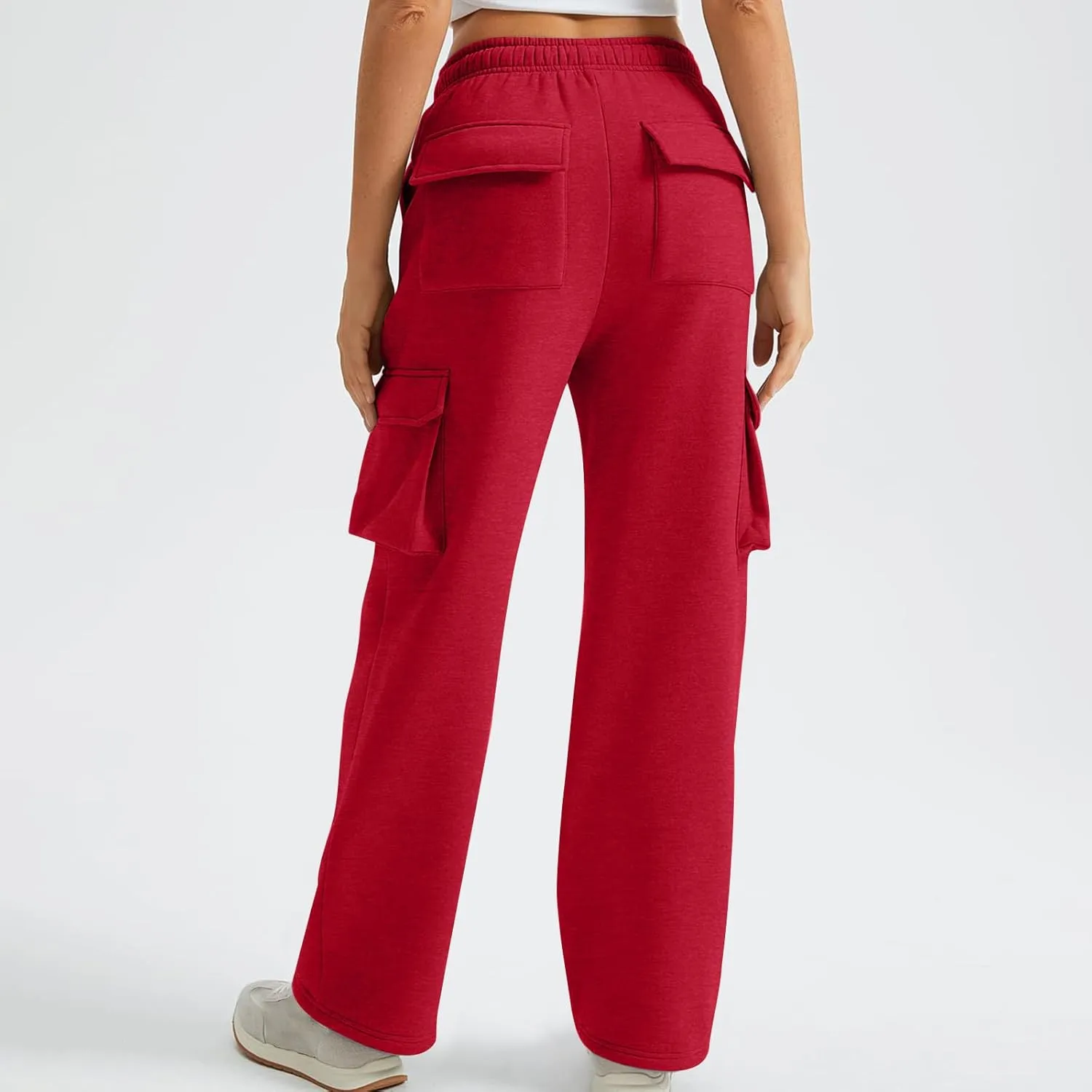 Womens Cargo Sweatpants Long Length Winter Pants for Women Baggy Casual High Waisted Wide Leg Pants with Pockets