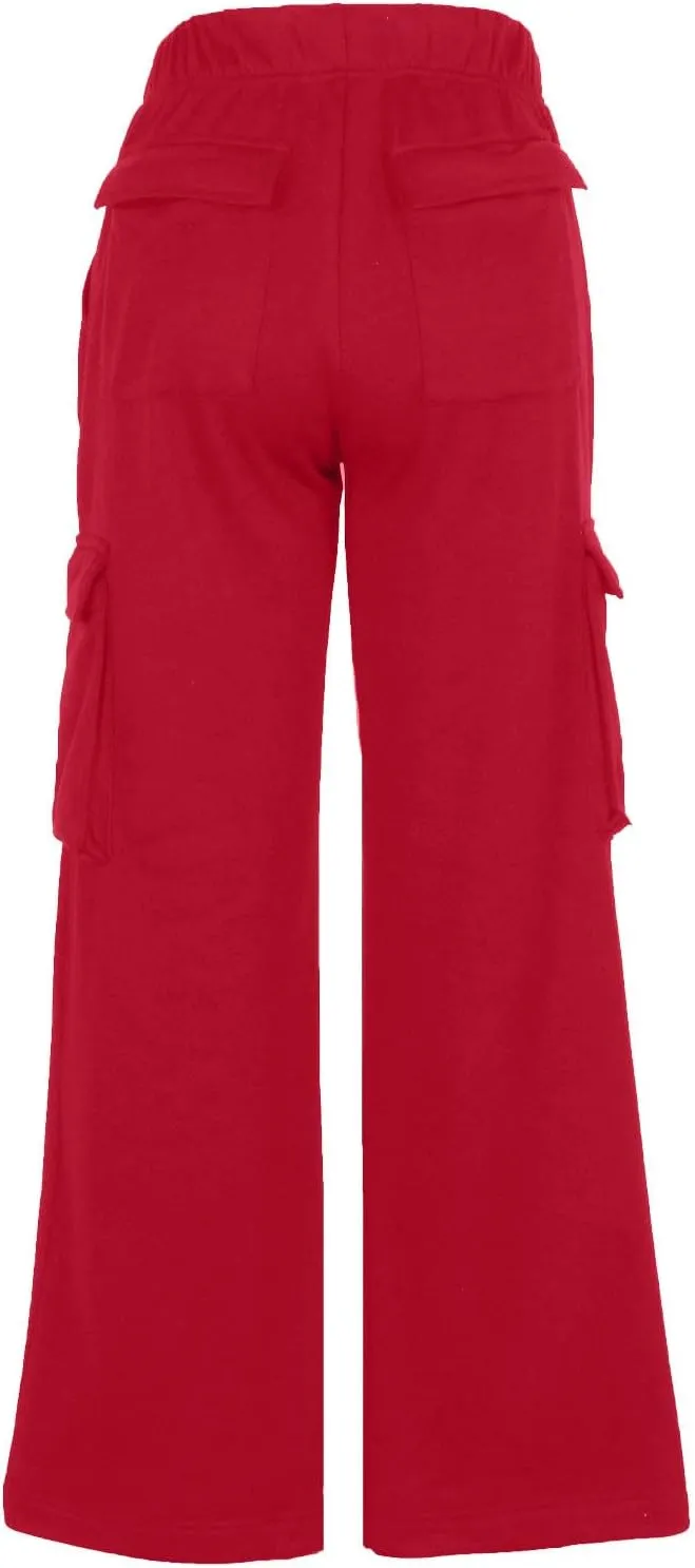 Womens Cargo Sweatpants Long Length Winter Pants for Women Baggy Casual High Waisted Wide Leg Pants with Pockets