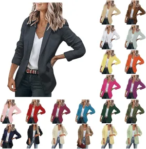 Women's Casual Blazer Casual Lapel Open Front Long Sleeve Work Office Suit Jacket Coat Blazer Dress
