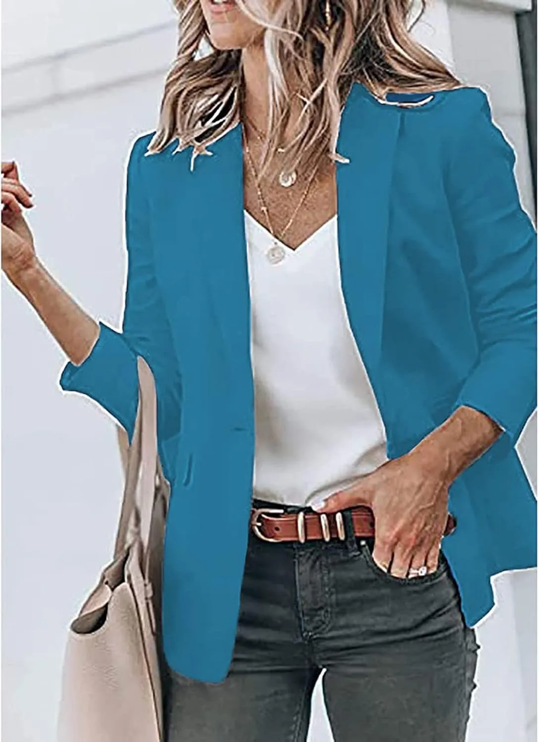 Women's Casual Blazer Casual Lapel Open Front Long Sleeve Work Office Suit Jacket Coat Blazer Dress