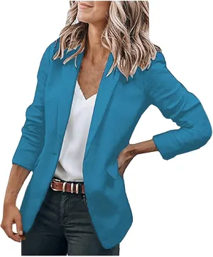 Women's Casual Blazer Casual Lapel Open Front Long Sleeve Work Office Suit Jacket Coat Blazer Dress