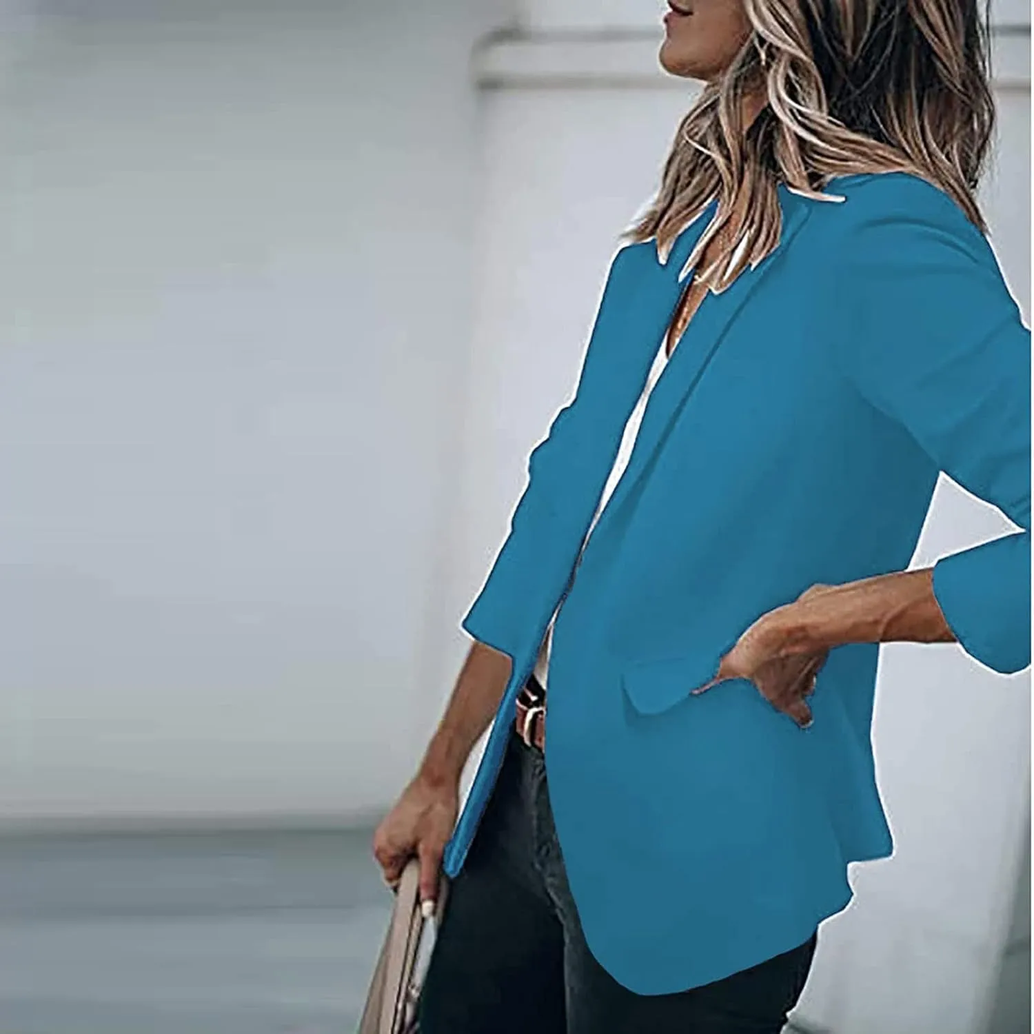 Women's Casual Blazer Casual Lapel Open Front Long Sleeve Work Office Suit Jacket Coat Blazer Dress