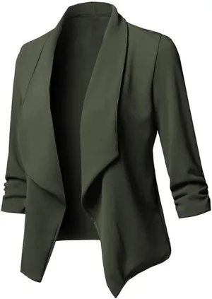 Womens Casual Blazer Jacket Front Solid Sleeve Casual Women's Coat Blazers for Women Suit Jackets Women Business