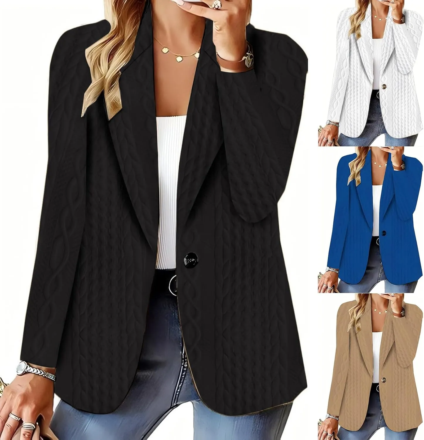 Women's Casual Blazers Business Dressy Top Long Sleeve Lapel Jacket Loose Fit Tops Lightweight Work Office Blazer