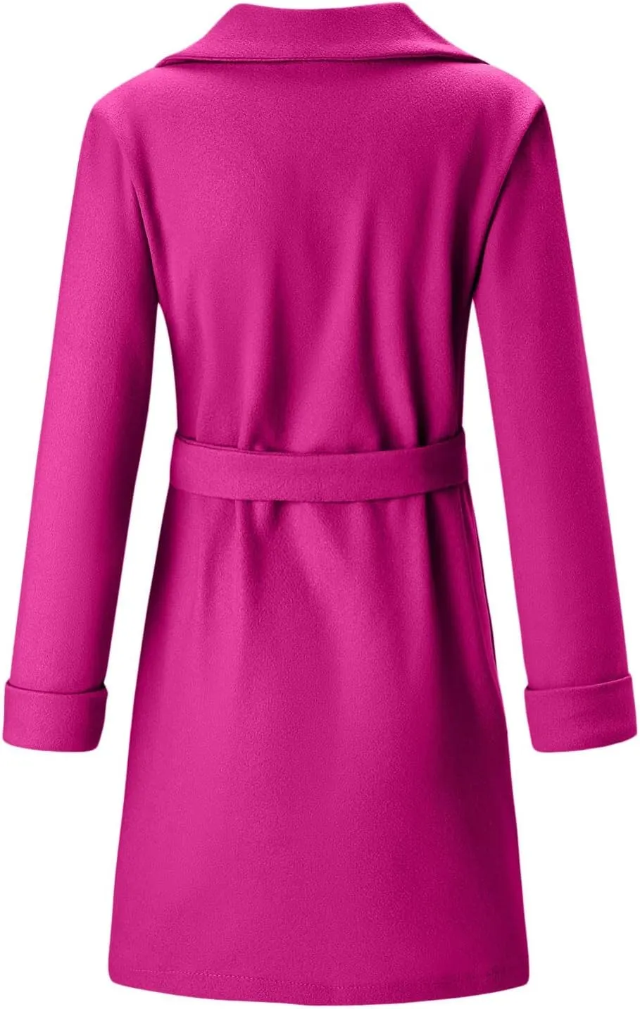 Women's Elegant Wool Blend Trench Coat Winter Outcoat Mid-Long Windproof Lapel Slim Pea Coats