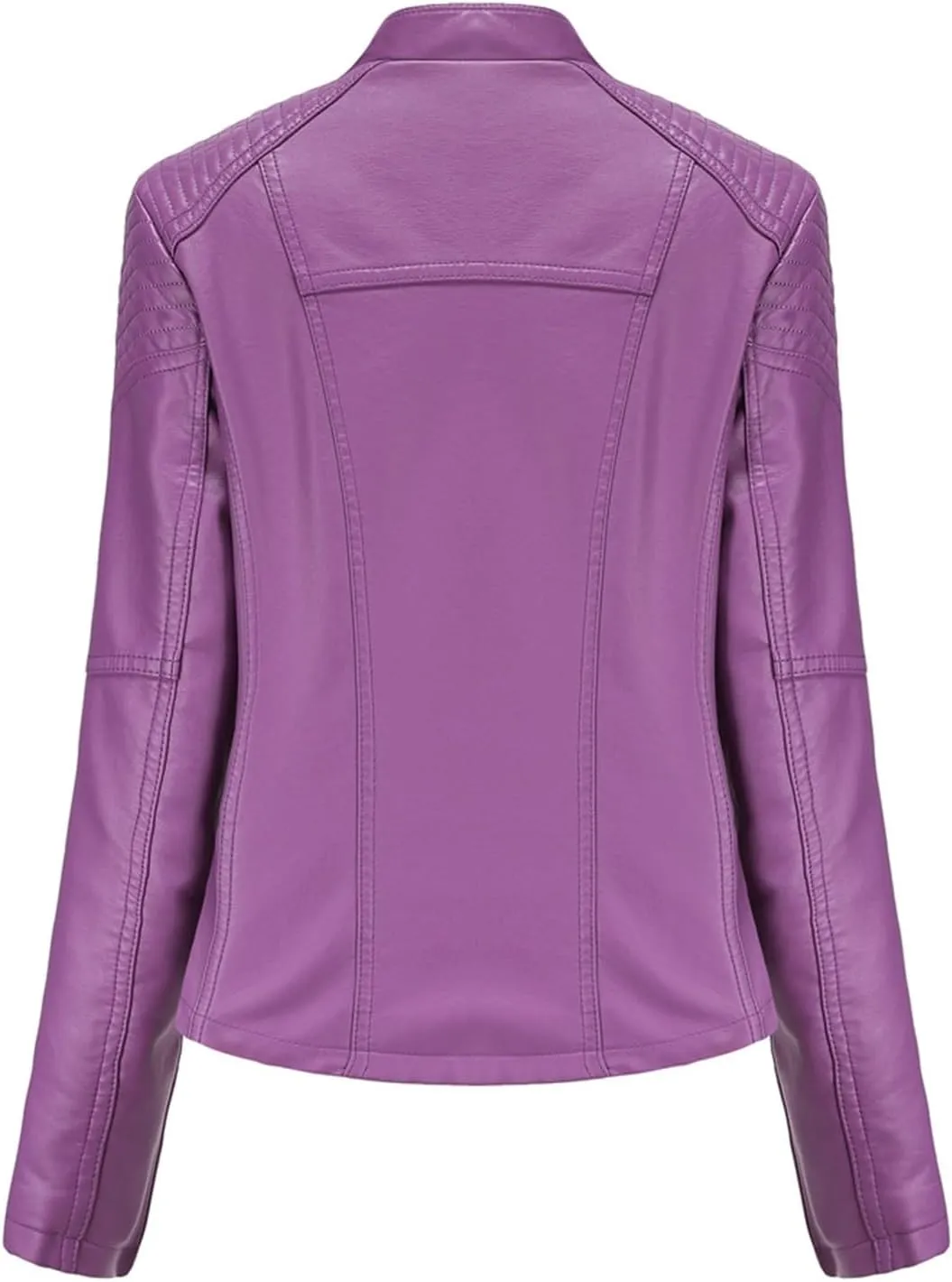 Women's Faux Leather Short Moto Jacket, Moto Biker Shirts Loose Fit Blazer with Long Sleeves Zip Up Casual Jacket