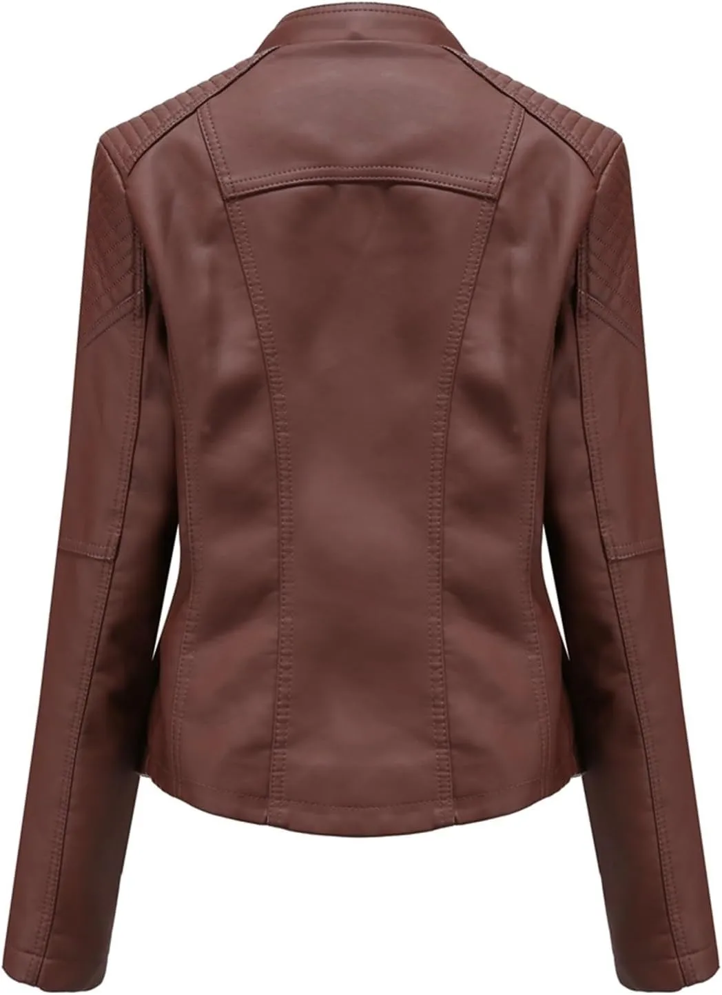 Women's Faux Leather Textured Short Moto Jacket Transitional Jacket Casual Zip Up Slim Biker Coat Motorcycle Jacket