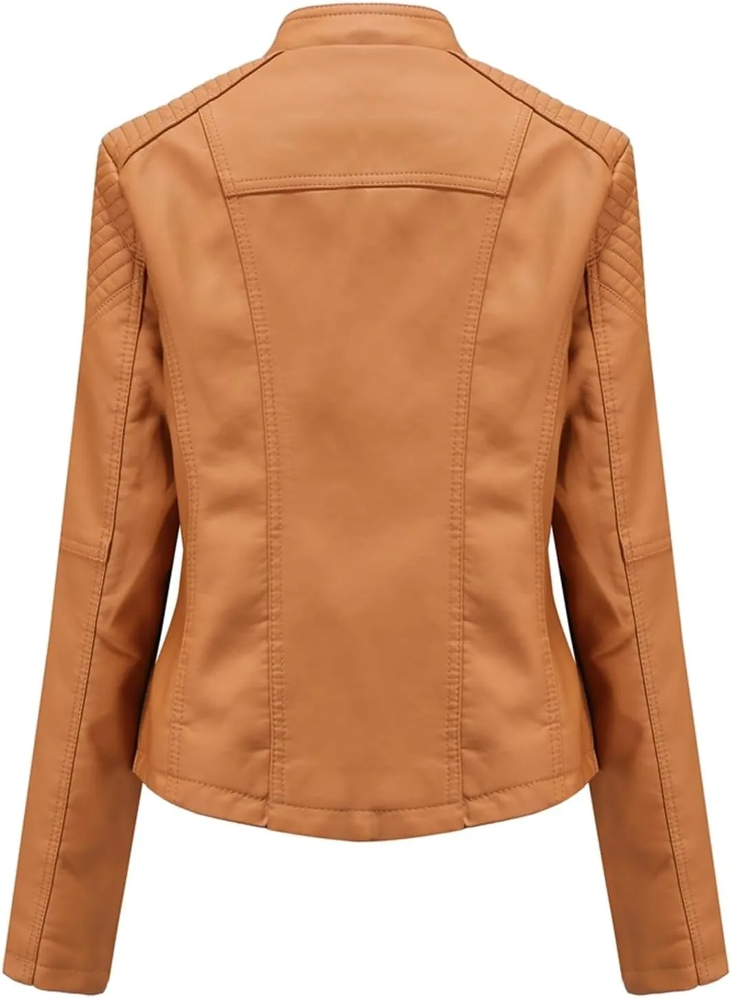 Women's Faux Leather Textured Short Moto Jacket Transitional Jacket Casual Zip Up Slim Biker Coat Motorcycle Jacket