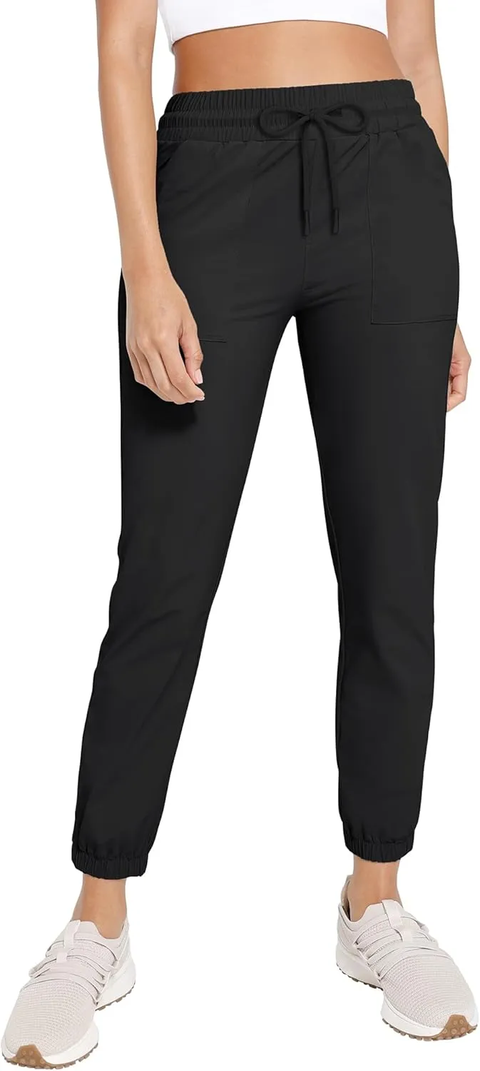 Womens Golf Pants Quick Dry Ultra Light Stretch Pockets Soft Workout Pants for Travel with Inside Drawstrings