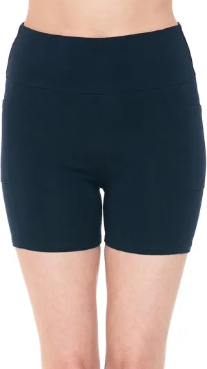Women's High Waist Side Pockets 3.75" Inseam Bike Shorts