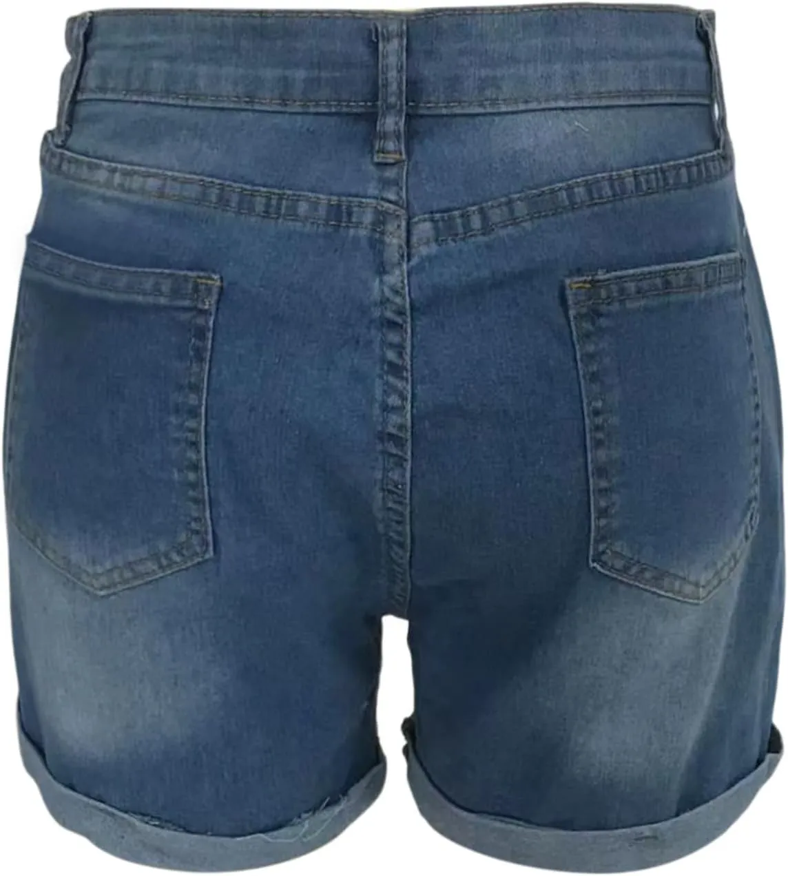 Womens High Waisted Jean Shorts Ripped Casual Fringe Hem Denim Short Frayed Trim Stretchy Shorts with Pockets
