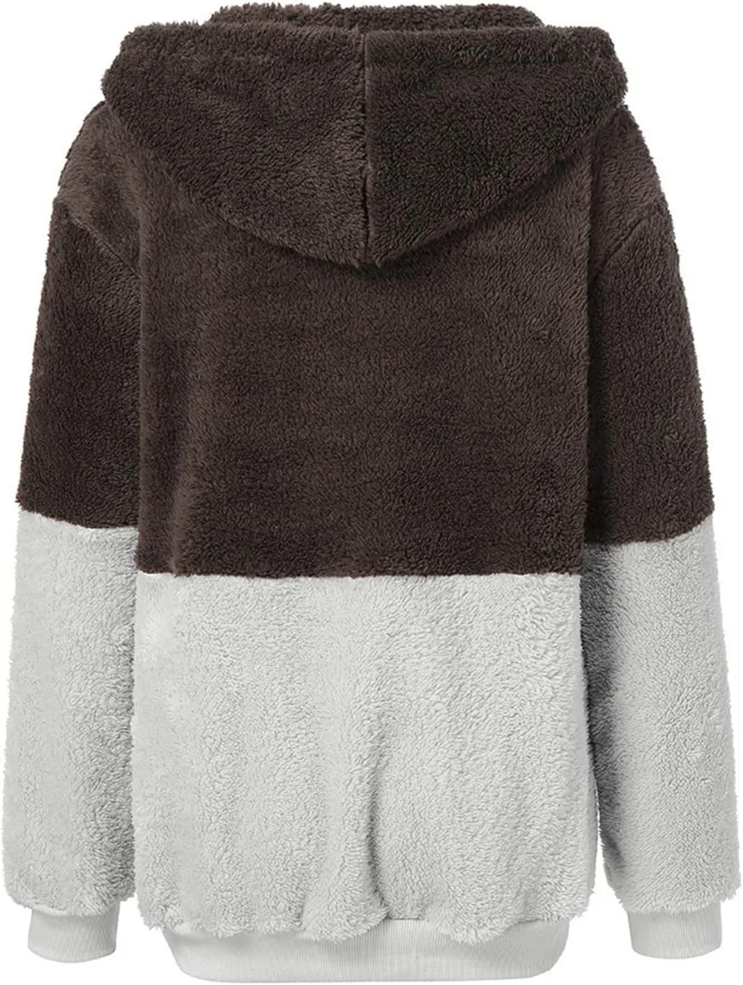 Women's Hooded Zipper Pocket Long Sleeved Double Fleece Color Matching Fleece Jacket Zippe Sweatshirt