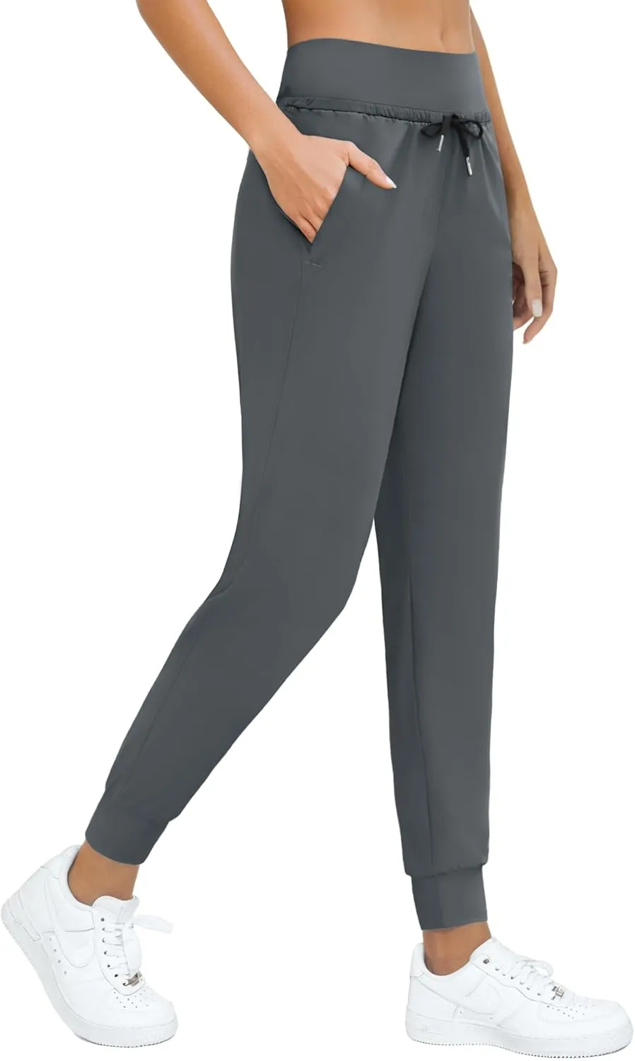 Womens Lightweight Hiking Pants with Zipper Pockets High Waisted Joggers Tapered Sweatpants for Running Workout Lounge