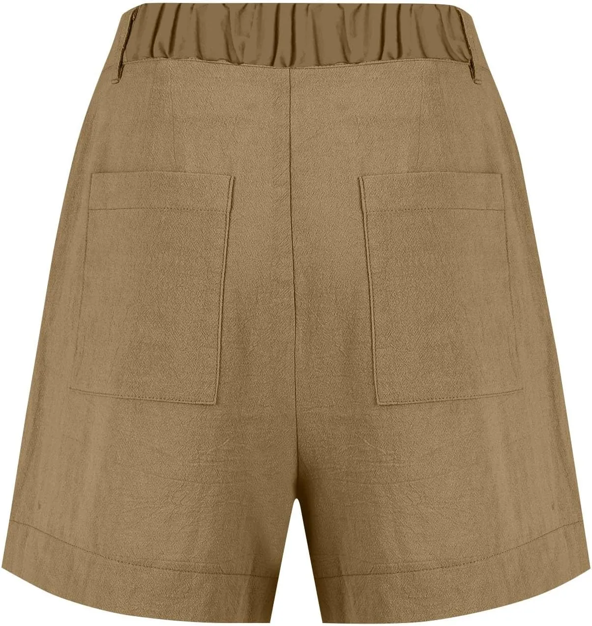 Womens Linen Business Shorts Front Button Baggy High Waist Pleated Shorts Lightweight Casual Work Short with Pockets