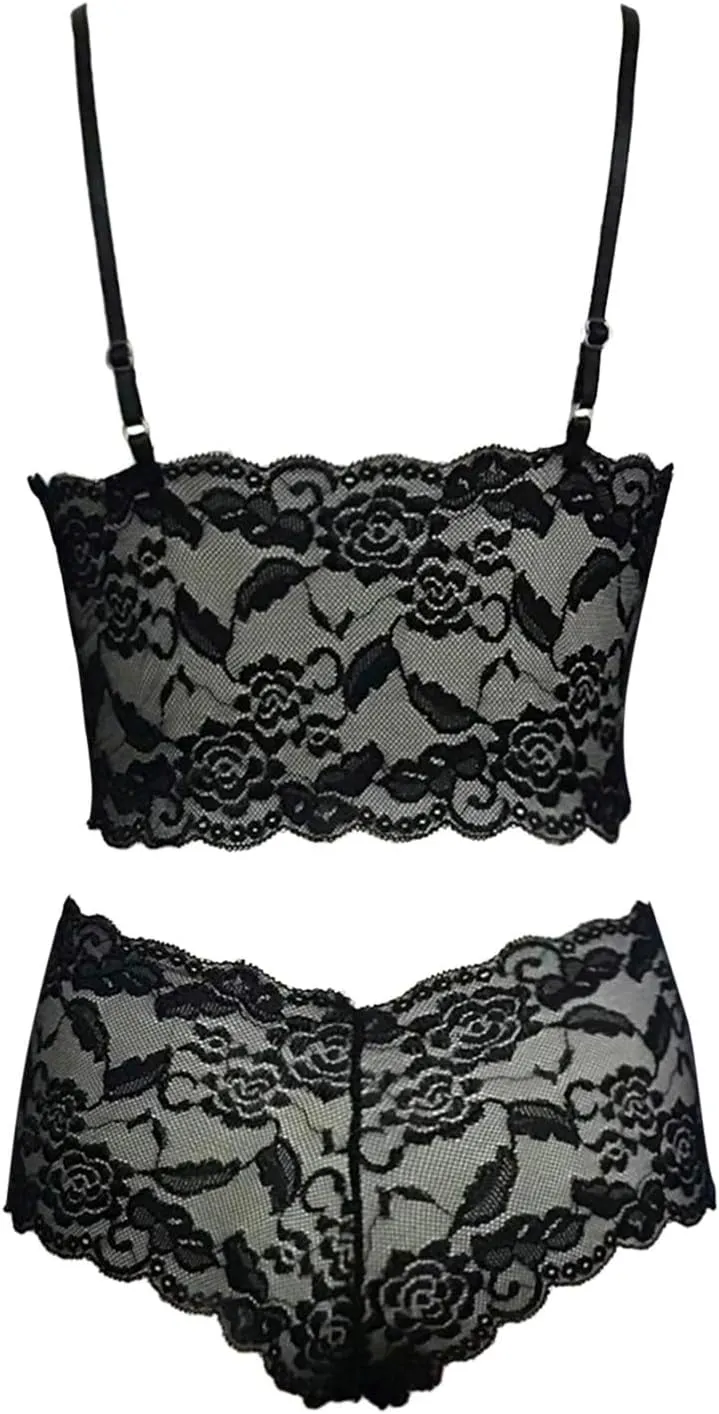 Womens Lingerie Strappy Harness Pajamas Lingerie Set Babydoll Sheer Bralette Set Underwired 2 Piece