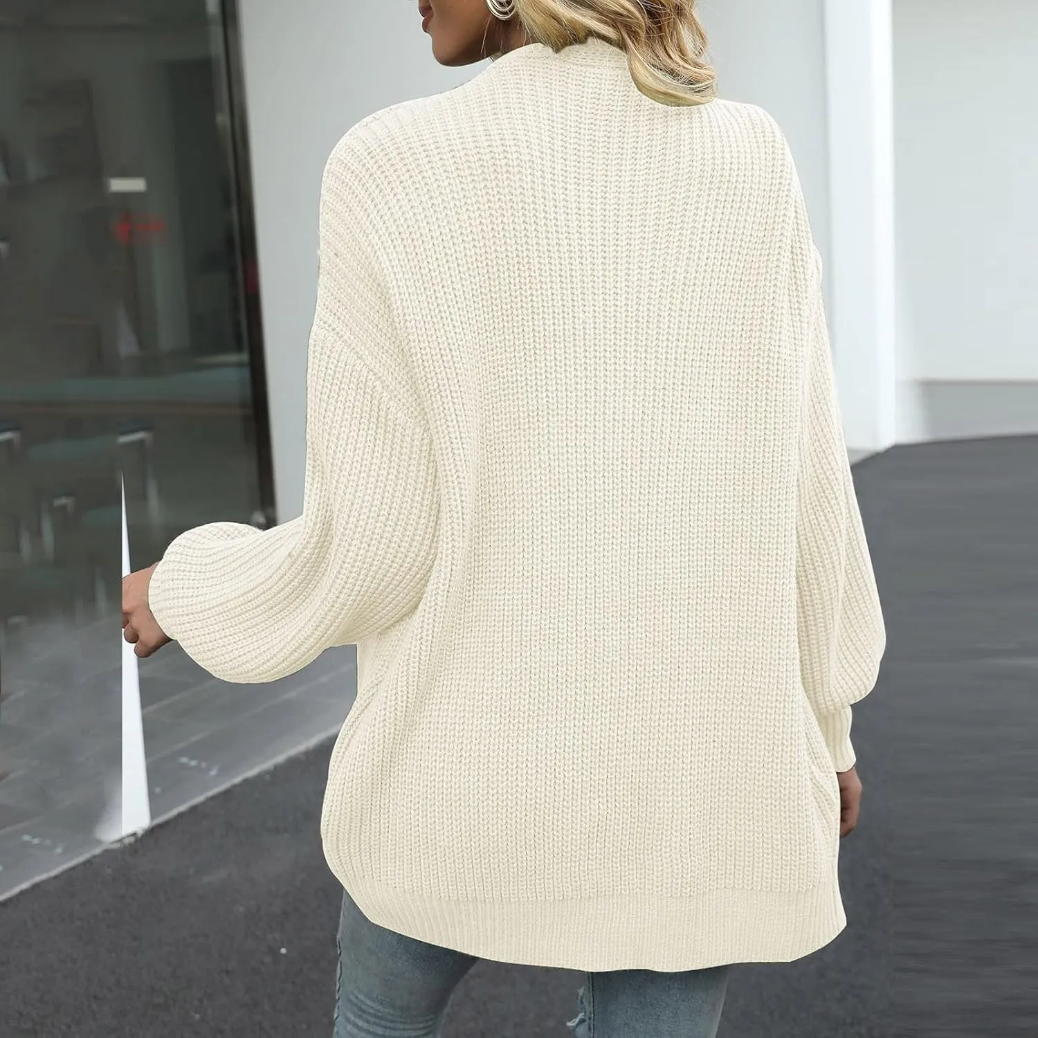 Women's Long Sleeve Open Front Casual Lightweight Soft Knit Cardigan Sweater Outerwear Boyfriend Sweaters for