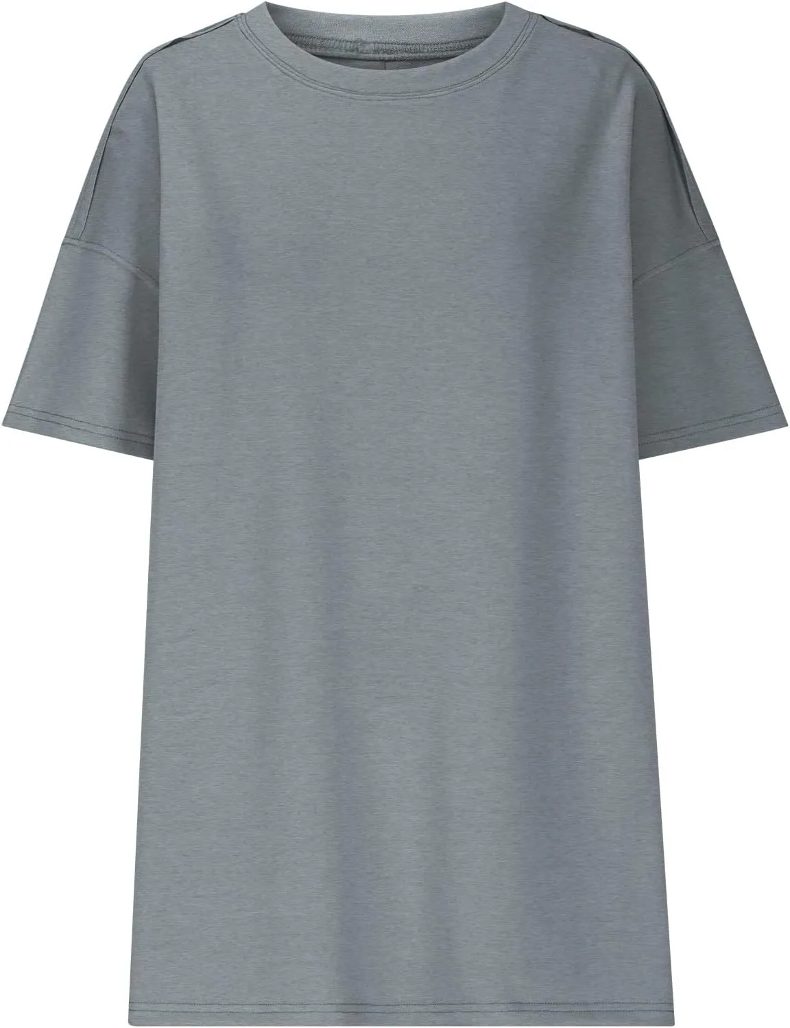 Women's Loose Fit Large Short Sleeve Solid Color Crewneck Slit Hem Tops Summer Fashion Casual Ventilate Daily Top