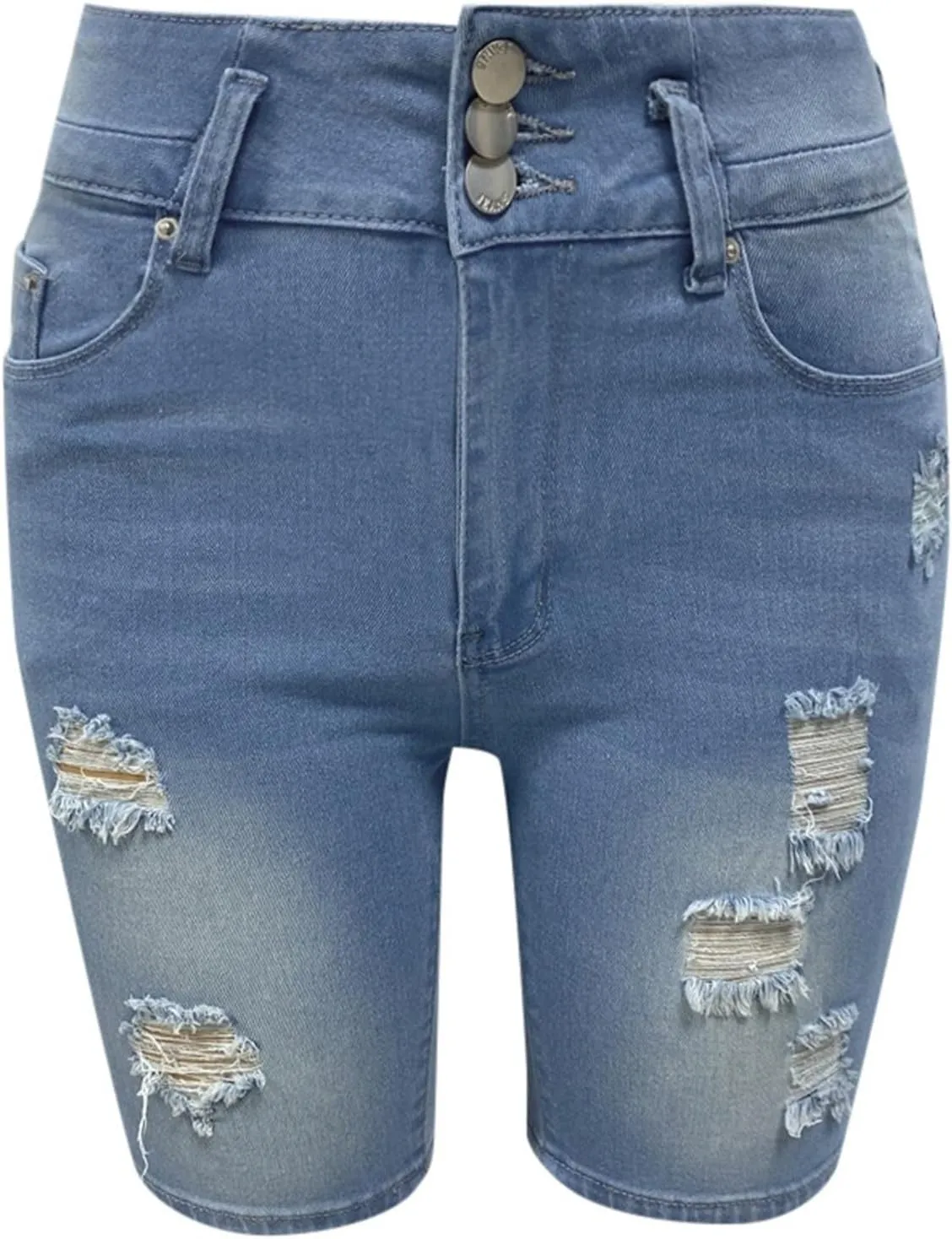 Women's Mid-Rise Denim Shorts,High-Waisted Stretch Fashion Hole Bottom Denim Pants,Comfortable Summer