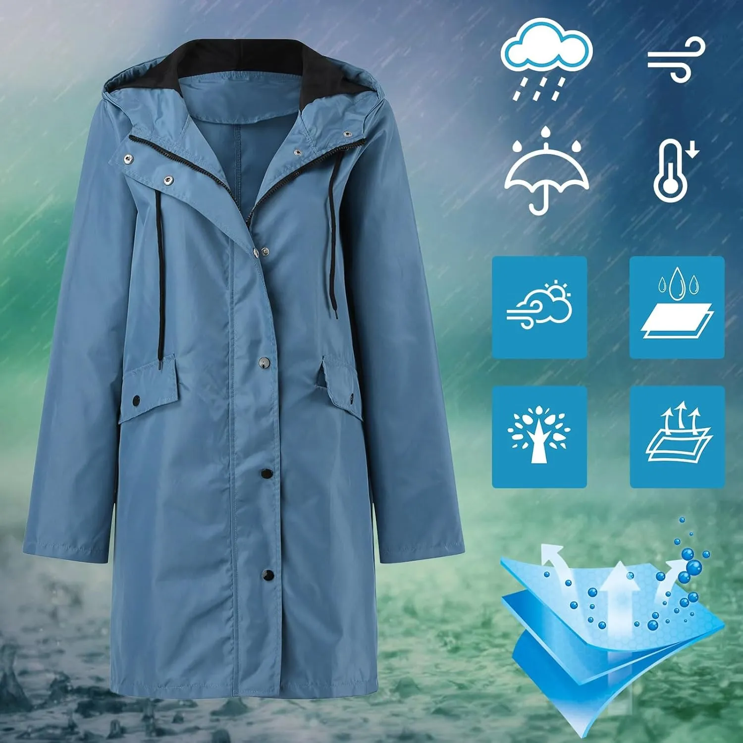 Womens Notched Lapel Collar Double Breasted Pea Coat Winter Wool Blend Over Coats Long Jackets