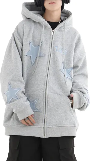 Womens Oversized Hoodie Graphic Star Print Hoodie Y2k Pullover Hooded Casual Vintage Aesthetic Tops Streetwear