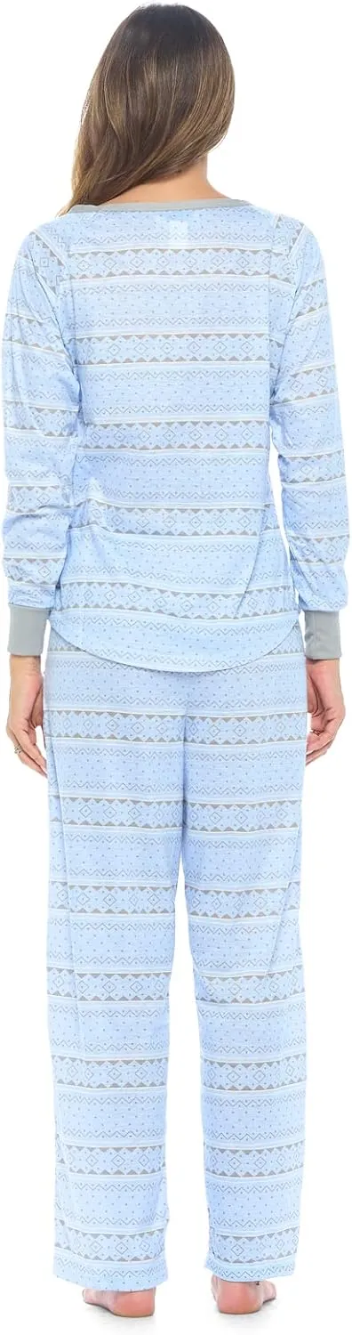 Women's Pajama Sets Jersey Knit Long Sleeve Sleepwear Nightwear Lounge Pj Set