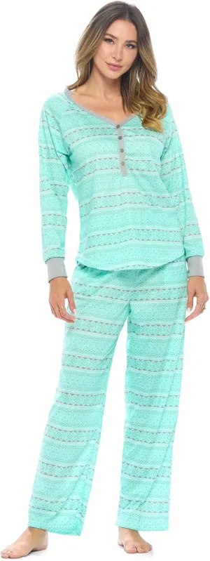 Women's Pajama Sets Jersey Knit Long Sleeve Sleepwear Nightwear Lounge Pj Set