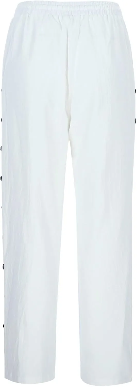 Womens Pants, Linen Peasant Pants Casual Straight Leg Trendy Elastic Waist Drawstring