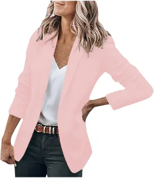 Womens Plus Size Blazers Casual Long Sleeve Open Front Lapel Collar Business Work Office Suit Oversized Jacket Coat