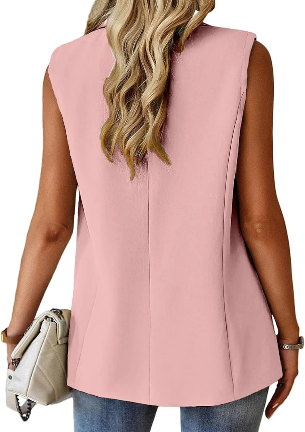 Women's Sleeveless Blazers Business Casual Blazer Vest Open Front Blazers Suit Work Office Waistcoat Lapel Jacket Vests