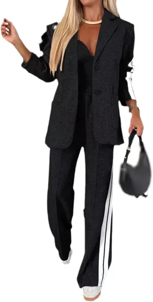 Womens Suits 2 Piece Set Oversized Jacket Wide Leg Pants Suits Casual Business Dressy Sets Professional Work Clothes