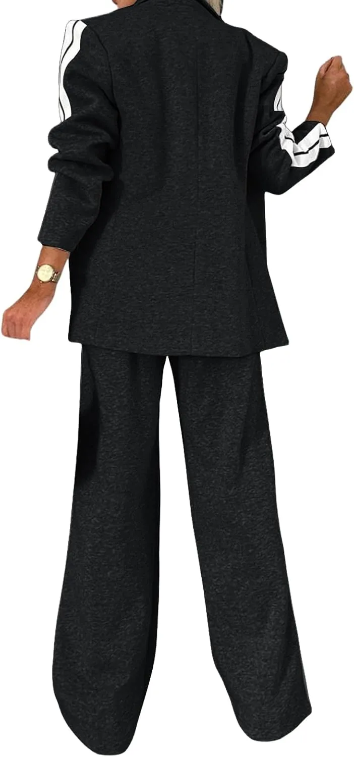 Womens Suits 2 Piece Set Oversized Jacket Wide Leg Pants Suits Casual Business Dressy Sets Professional Work Clothes