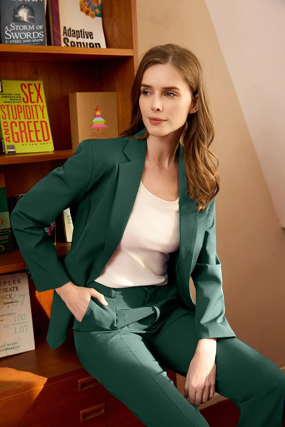 Women's Suits for Work Professional, Dressy Pant Suits for Women 2 Piece Outfits, Business Suit Set for Work