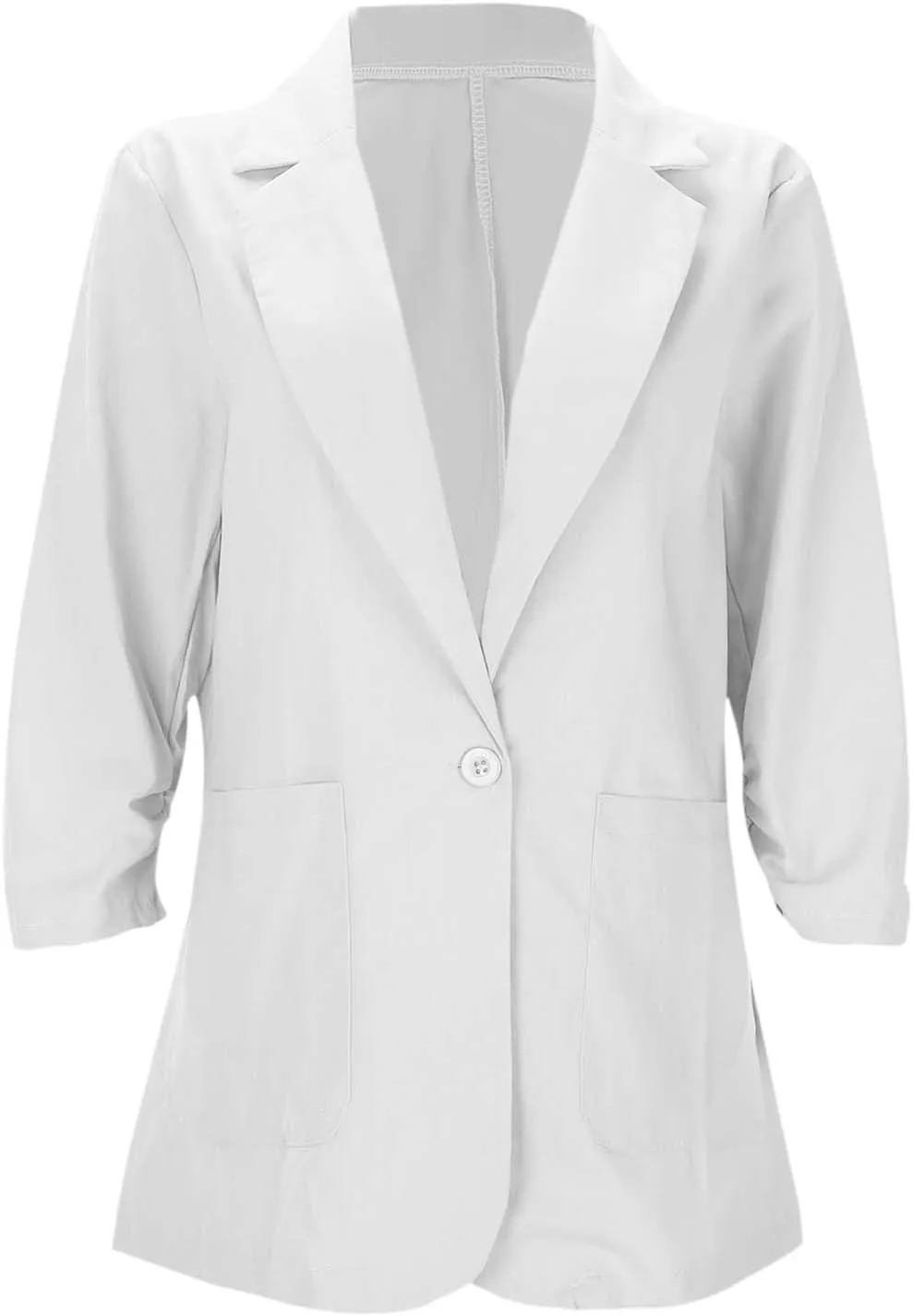 Women's Summer Blazer Button 3/4 Sleeve Pocket Lapel Work Jacket Convenient Comfort Fit Fashion Suit Jackets