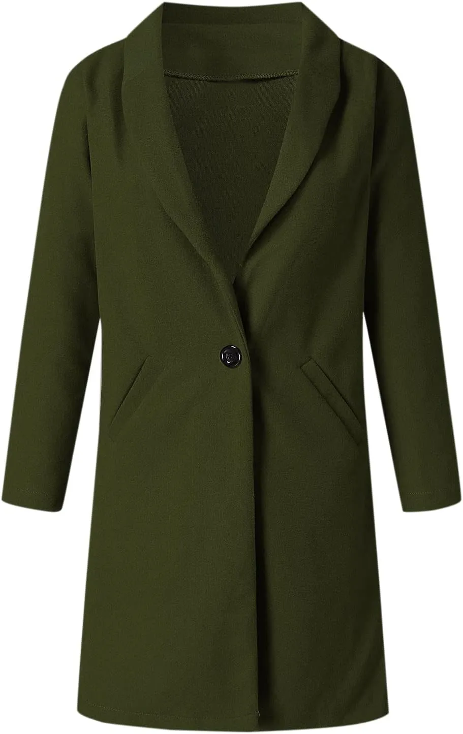 Women's Summer Blazer Lapel Long Sleeve Pocket Mid-Length Work Jacket Elegant Temperament Simple Dressy Suit Jackets