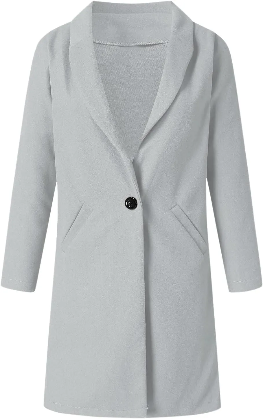Women's Summer Blazer Lapel Long Sleeve Pocket Mid-Length Work Jacket Elegant Temperament Simple Dressy Suit Jackets